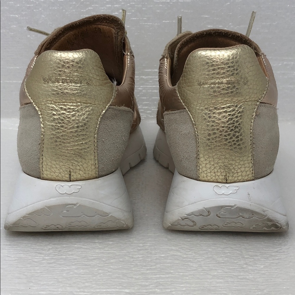 Wonders Oslo Sneakers Gold And Beige Leather Size 38 EU - Picture 3 of 16